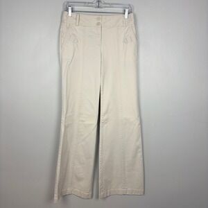 Ann Taylor Loft Cream Wide Leg Front Seam Pant‎ Y2K Casual Size 2